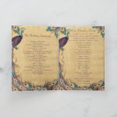 Aubergine-Aquavintage-Pfau-Hochzeitsprogramm Programm (Innenseite)