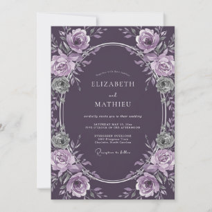Aubergine Atmosphärische Winterhochzeit Einladung