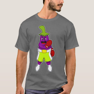 Aubergine beim Boxen mit Boxhandschuhen T-Shirt