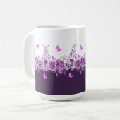 Aubergine Botanical Butterflies Kaffeetasse (Vorderseite Links)