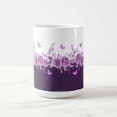 Aubergine Botanische Schmetterlinge  Kaffeetasse (Mittel)