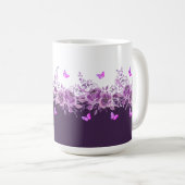 Aubergine Botanische Schmetterlinge  Kaffeetasse (VorderseiteRechts)