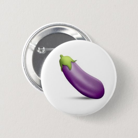 Aubergine Emoji Knopf Button (Vorne & Hinten)