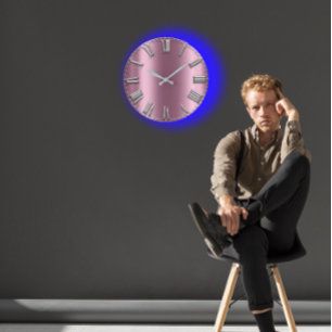 Aubergine erröten graue lila silberne römische große wanduhr