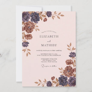 Aubergine Kupfer Gemalte Hochzeit Einladung