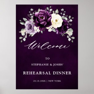 Aubergine Lila Boho Probe Dinner Willkommen Poster