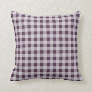 Aubergine Lila Gingham-Muster Kissen