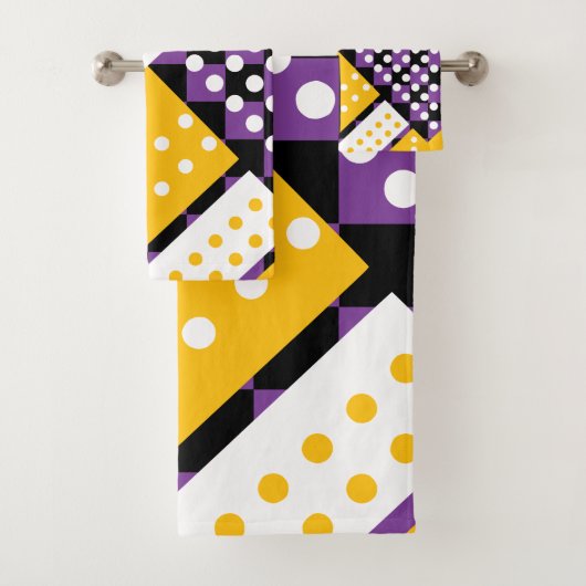 Aubergine lila und gelb badhandtuch set (Insitu)