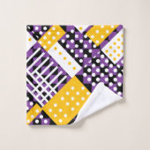 Aubergine lila und gelb badhandtuch set (Waschlappen)