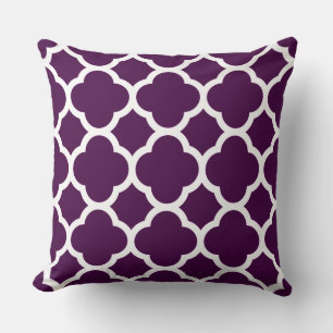 Aubergine Lila Vierpass-Muster Kissen
