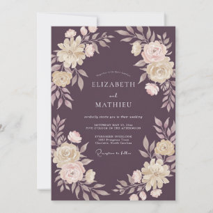 Aubergine Majestische Winterhochzeit Einladung