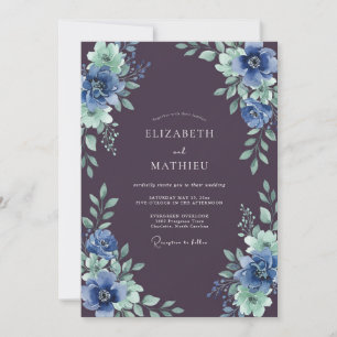 Aubergine-Moody-Winterhochzeit Einladung