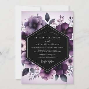 Aubergine Nocturne Flora Hochzeit Einladung