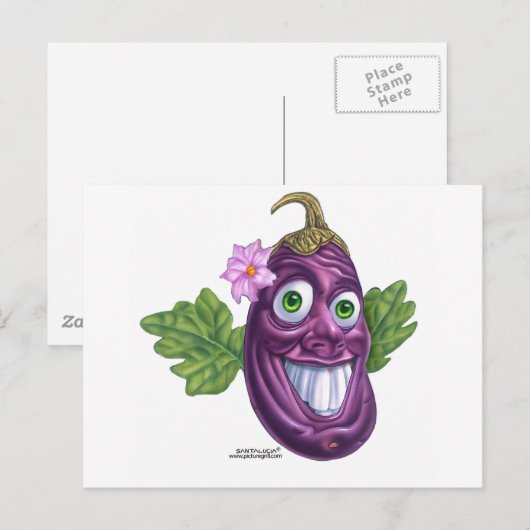 Aubergine Postkarte (Vorne/Hinten)