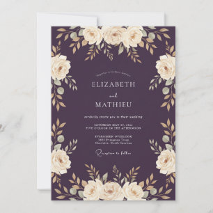 Aubergine Reiche Romantische Hochzeit Einladung