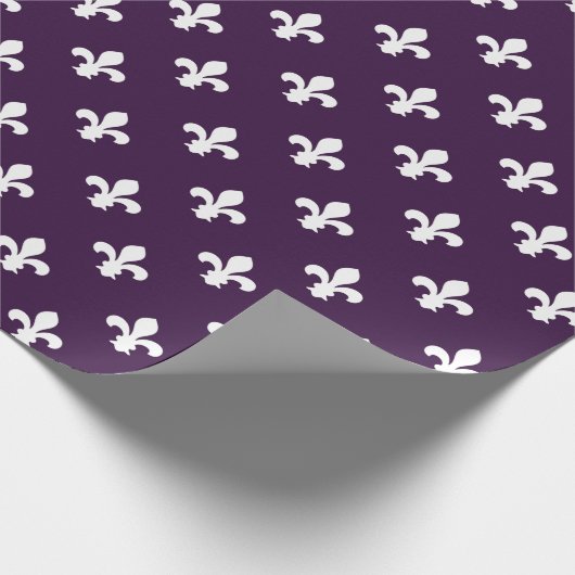 Aubergine Südcottage Fleur de Lys Geschenkpapier (Ecke)
