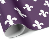 Aubergine Südcottage Fleur de Lys Geschenkpapier (Rolleneckpunkt)