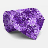 Auberginen-Blumen-Batik Krawatte (Gerollt)