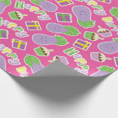 Auberginen-Geburtstagsmuster Geschenkpapier (Ecke)