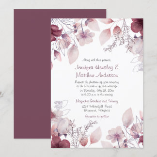 Auberginen, Lila, Mauve Pink, Blütenblättrige Blüt Einladung