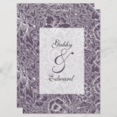 Auberginen-lila Vintage lange Hochzeits-Einladung Einladung (Vorne/Hinten)