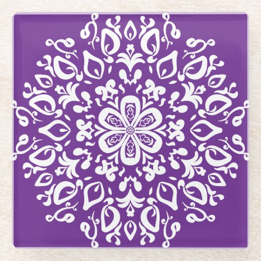 Auberginen-Mandala Glasuntersetzer (Vorderseite)