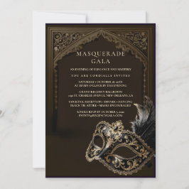Auberginen-Masquerade Elegante Goldene Firmen-Gala Einladung