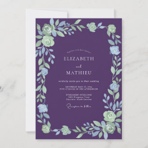 Auberginen-Mint-Reben-Hochzeit Einladung
