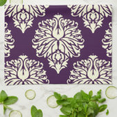 Auberginen-südlicher Hütten-Damast Geschirrtuch (Gefaltet)