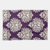 Auberginen-südlicher Hütten-Damast Geschirrtuch (Horizontal)