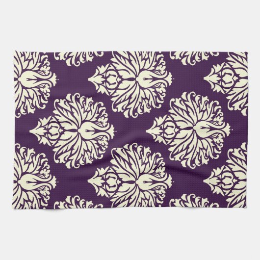 Auberginen-südlicher Hütten-Damast Geschirrtuch (Horizontal)