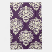 Auberginen-südlicher Hütten-Damast Geschirrtuch (Vertikal)