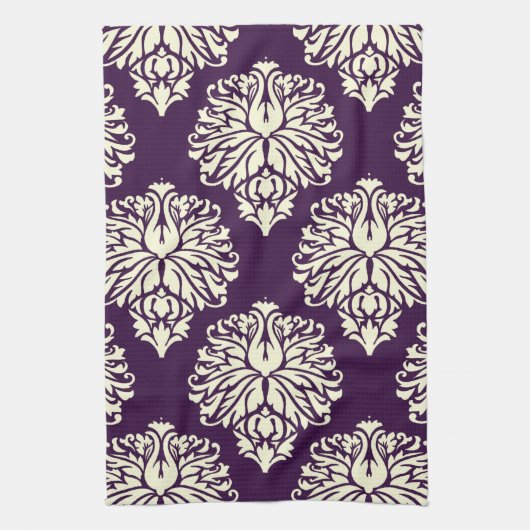 Auberginen-südlicher Hütten-Damast Geschirrtuch (Vertikal)