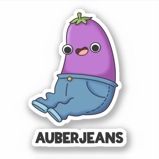 Auberjeans Funny Eggplant Pun Aufkleber (Vorderseite)