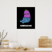 Auberjeans Funny Eggplant Pun Dark BG Poster (Küche)