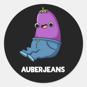 Auberjeans Funny Eggplant Pun Dark BG Runder Aufkleber