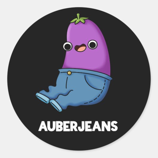 Auberjeans Funny Eggplant Pun Dark BG Runder Aufkleber (Vorderseite)