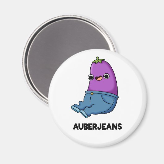 Auberjeans Funny Eggplant Pun Magnet (Vorderseite/Rückseite)