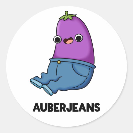 Auberjeans Funny Eggplant Pun Runder Aufkleber (Vorderseite)