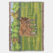 Aubrac Cow & Niedlich Calf in Frühlingsweide Decke (Vorderseite Vertikal)