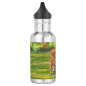 Aubrac Cow & Niedlich Calf in Frühlingsweide Edelstahlflasche (Links)