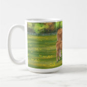 Aubrac Cow & Niedlich Calf in Frühlingsweide Kaffeetasse (Links)