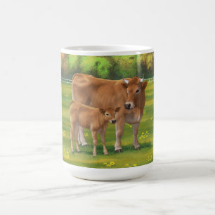 Aubrac Cow & Niedlich Calf in Frühlingsweide Kaffeetasse