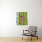 Aubrac Cow & Niedlich Calf in Frühlingsweide Wandteppich (Beispiel)