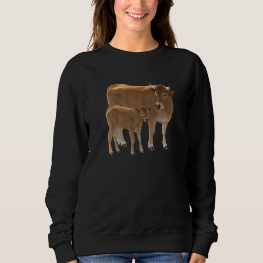 Aubrac oder Jersey Brown Cow Niedlich Calcium Rind Sweatshirt (Vorderseite)
