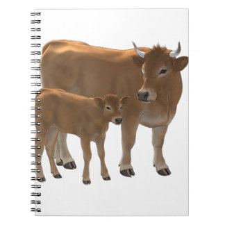 Aubrac oder Jersey Brown Cow & Niedlich Calf Cattl Notizblock