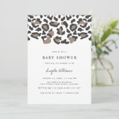 AUBREE Bohemisch Leopard Print Baby Dusche Einladung (Stehend Vorderseite)