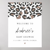 AUBREE Boho Leopard Print Baby Dusche Willkommen Poster (Vorne)