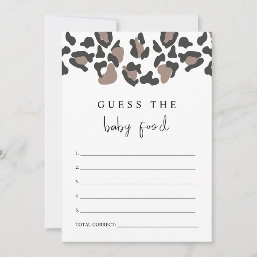 AUBREE Leopard Print Guthaben the Baby Food Game Einladung (Vorderseite)