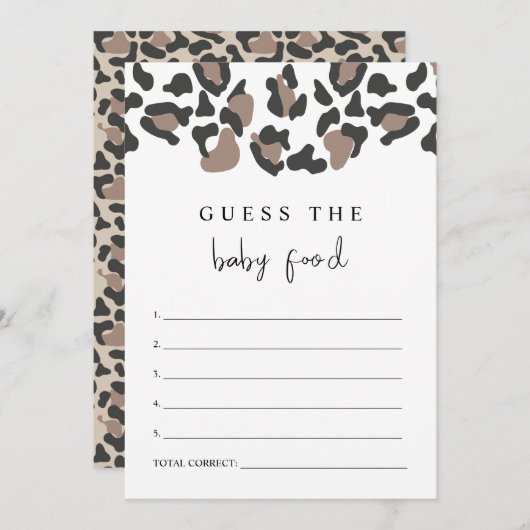 AUBREE Leopard Print Guthaben the Baby Food Game Einladung (Vorne/Hinten)